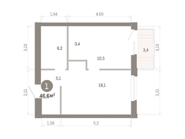 Продается 1-комнатная квартира ЖК Город на озере, 46.62  м&sup2;, 11430000 рублей
