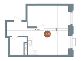 Продается 1-комнатная квартира ЖК 19/56 Кварталы Телецентра, сек 2, 42.8  м&sup2;, 7690000 рублей