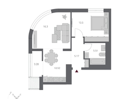 Продается 2-комнатная квартира ЖК Беринг, дом 3, 54.68  м&sup2;, 11850000 рублей