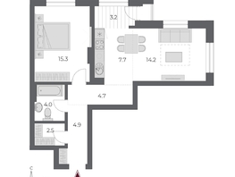 Продается 2-комнатная квартира ЖК ОСКАР, дом 2, 56.5  м&sup2;, 10790000 рублей