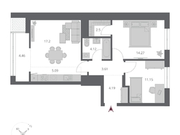 Продается 3-комнатная квартира ЖК Беринг, дом 3, 66.59  м&sup2;, 12170000 рублей