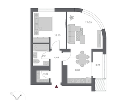 Продается 2-комнатная квартира ЖК Беринг, дом 3, 52.63  м&sup2;, 10990000 рублей