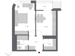 Продается 1-комнатная квартира ЖК Беринг, дом 3, 46.93  м&sup2;, 10690000 рублей