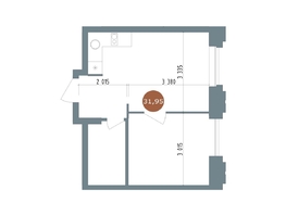 Продается 1-комнатная квартира ЖК 19/56 Кварталы Телецентра, сек 4, 31.95  м&sup2;, 6290000 рублей