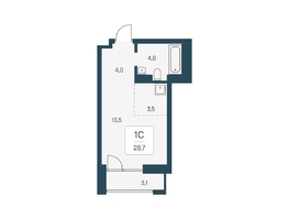 Продается Студия ЖК Расцветай на Кропоткина, дом 1, 28.7  м&sup2;, 6450000 рублей