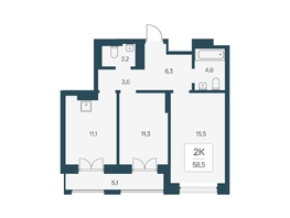 Продается 2-комнатная квартира ЖК Расцветай на Кропоткина, дом 1, 58.5  м&sup2;, 11000000 рублей
