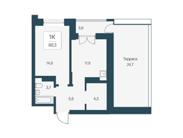 Продается 1-комнатная квартира ЖК Расцветай на Кропоткина, дом 1, 68.3  м&sup2;, 9950000 рублей