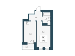 Продается 1-комнатная квартира ЖК Расцветай на Кропоткина, дом 1, 39.8  м&sup2;, 8900000 рублей