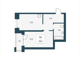 Продается 1-комнатная квартира ЖК Расцветай на Кропоткина, дом 2, 46.5  м&sup2;, 8050000 рублей
