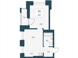 Продается 2-комнатная квартира ЖК Расцветай на Кропоткина, дом 2, 45.1  м&sup2;, 8950000 рублей