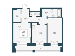 Продается 2-комнатная квартира ЖК Расцветай на Кропоткина, дом 2, 65.7  м&sup2;, 10900000 рублей