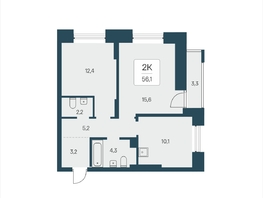 Продается 2-комнатная квартира ЖК Расцветай на Кропоткина, дом 2, 56.1  м&sup2;, 10200000 рублей