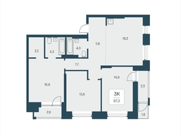 Продается 3-комнатная квартира ЖК Расцветай на Кропоткина, дом 2, 97.2  м&sup2;, 15250000 рублей