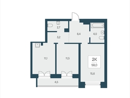 Продается 2-комнатная квартира ЖК Расцветай на Кропоткина, дом 2, 59  м&sup2;, 10400000 рублей