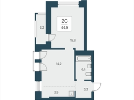 Продается 2-комнатная квартира ЖК Расцветай на Кропоткина, дом 2, 44.9  м&sup2;, 9100000 рублей