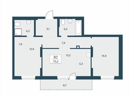 Продается 3-комнатная квартира ЖК Расцветай на Учительской, 76.2  м&sup2;, 11150000 рублей