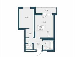 Продается 2-комнатная квартира ЖК Расцветай на Учительской, 48.4  м&sup2;, 7100000 рублей