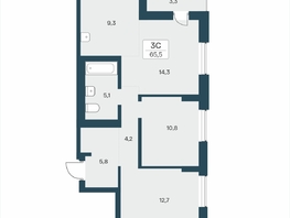 Продается 3-комнатная квартира ЖК Расцветай на Учительской, 65.5  м&sup2;, 9800000 рублей
