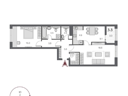 Продается 2-комнатная квартира  Дом Нобель, 68.65  м&sup2;, 15950000 рублей