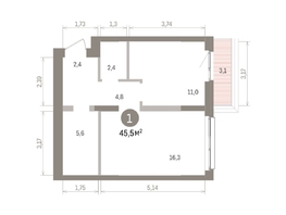 Продается 1-комнатная квартира ЖК Европейский берег, дом 32, 45.53  м&sup2;, 8490000 рублей