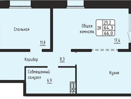 Продается 2-комнатная квартира ЖК Гренландия, Лес дом №6, 66  м&sup2;, 7350000 рублей