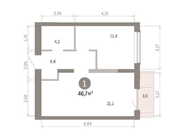 Продается 1-комнатная квартира ЖК Европейский берег, дом 46, 46.71  м&sup2;, 8470000 рублей