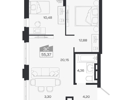 Продается 3-комнатная квартира ЖК Ясный берег, дом 20, 55.37  м&sup2;, 10121000 рублей