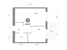 Продается 1-комнатная квартира ЖК Пшеница, дом 5.2, 44.36  м&sup2;, 6340000 рублей