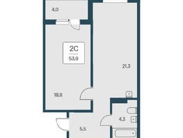 Продается 2-комнатная квартира ЖК Эко-квартал на Кедровой, д 3 сек 2, 53.7  м&sup2;, 7090000 рублей