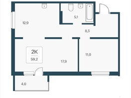 Продается 2-комнатная квартира ЖК Эко-квартал на Кедровой, д 3 сек 2, 58.9  м&sup2;, 6700000 рублей