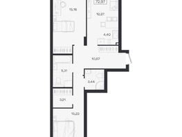 Продается 3-комнатная квартира ЖК Ясный берег, дом 19, бс 2-5, 72.97  м&sup2;, 10711000 рублей
