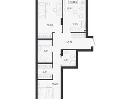 Продается 3-комнатная квартира ЖК Ясный берег, дом 19, бс 2-5, 74.84  м&sup2;, 10939000 рублей