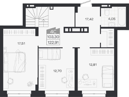Продается 4-комнатная квартира ЖК Ясный берег, дом 19, бс 2-5, 122.91  м&sup2;, 17485000 рублей