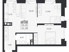 Продается 3-комнатная квартира ЖК Ясный берег, дом 20, 61.38  м&sup2;, 10476000 рублей