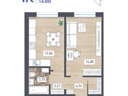 Продается 1-комнатная квартира ЖК Радуга Сибири, дом 14, 37.96  м&sup2;, 3796000 рублей