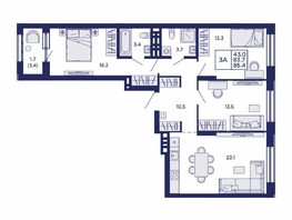 Продается 3-комнатная квартира ЖК Сила леса, корп 2, 85.4  м&sup2;, 11600000 рублей