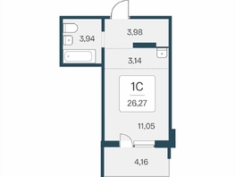 Продается Студия ЖК Эко-квартал на Кедровой, дом 6, 26.27  м&sup2;, 3800000 рублей