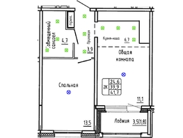Продается 2-комнатная квартира ЖК Самоцветы, Бирюза дом 3, 41.7  м&sup2;, 7200000 рублей