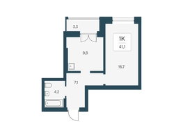 Продается 1-комнатная квартира ЖК Расцветай на Кропоткина, дом 1, 41.1  м&sup2;, 8450000 рублей