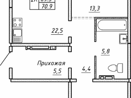 Продается 2-комнатная квартира ЖК Гренландия, Лес дом №5, 70.9  м&sup2;, 7800000 рублей