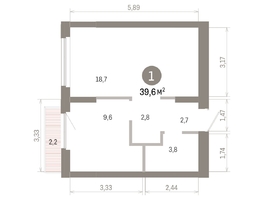 Продается 1-комнатная квартира ЖК Пшеница, 6.1, 39.64  м&sup2;, 6100000 рублей