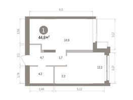 Продается 1-комнатная квартира ЖК Европейский берег, дом 32, 44.77  м&sup2;, 9650000 рублей