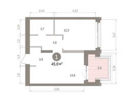 Продается 1-комнатная квартира ЖК Европейский берег, дом 32, 45.04  м&sup2;, 9720000 рублей