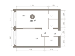 Продается 1-комнатная квартира ЖК Европейский берег, дом 32, 48.52  м&sup2;, 9320000 рублей