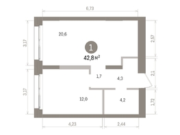 Продается 1-комнатная квартира ЖК Европейский берег, дом 32, 42.77  м&sup2;, 8590000 рублей