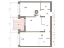 Продается 1-комнатная квартира ЖК Европейский берег, дом 32, 65.65  м&sup2;, 12730000 рублей