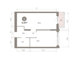 Продается 1-комнатная квартира ЖК Европейский берег, дом 32, 51.83  м&sup2;, 9900000 рублей