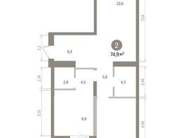 Продается 2-комнатная квартира ЖК Европейский берег, дом 32, 75.66  м&sup2;, 14420000 рублей
