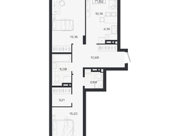Продается 3-комнатная квартира ЖК Ясный берег, дом 19, бс 2-5, 71.82  м&sup2;, 12121000 рублей