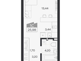 Продается Студия ЖК Квартал 54, дом 1, 25.98  м&sup2;, 4686000 рублей